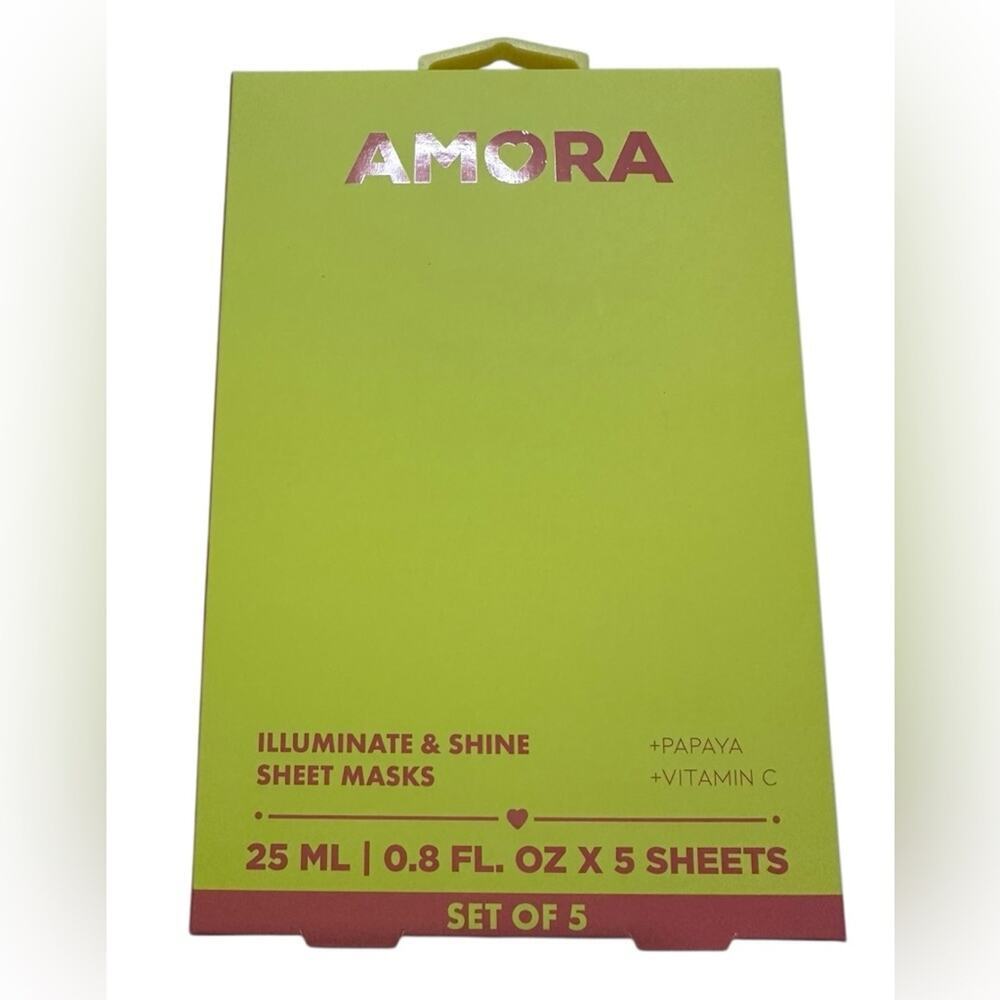 AMORA Illuminate & Shine Sheet Masks with Papaya + Vitamin C (Set of 5)